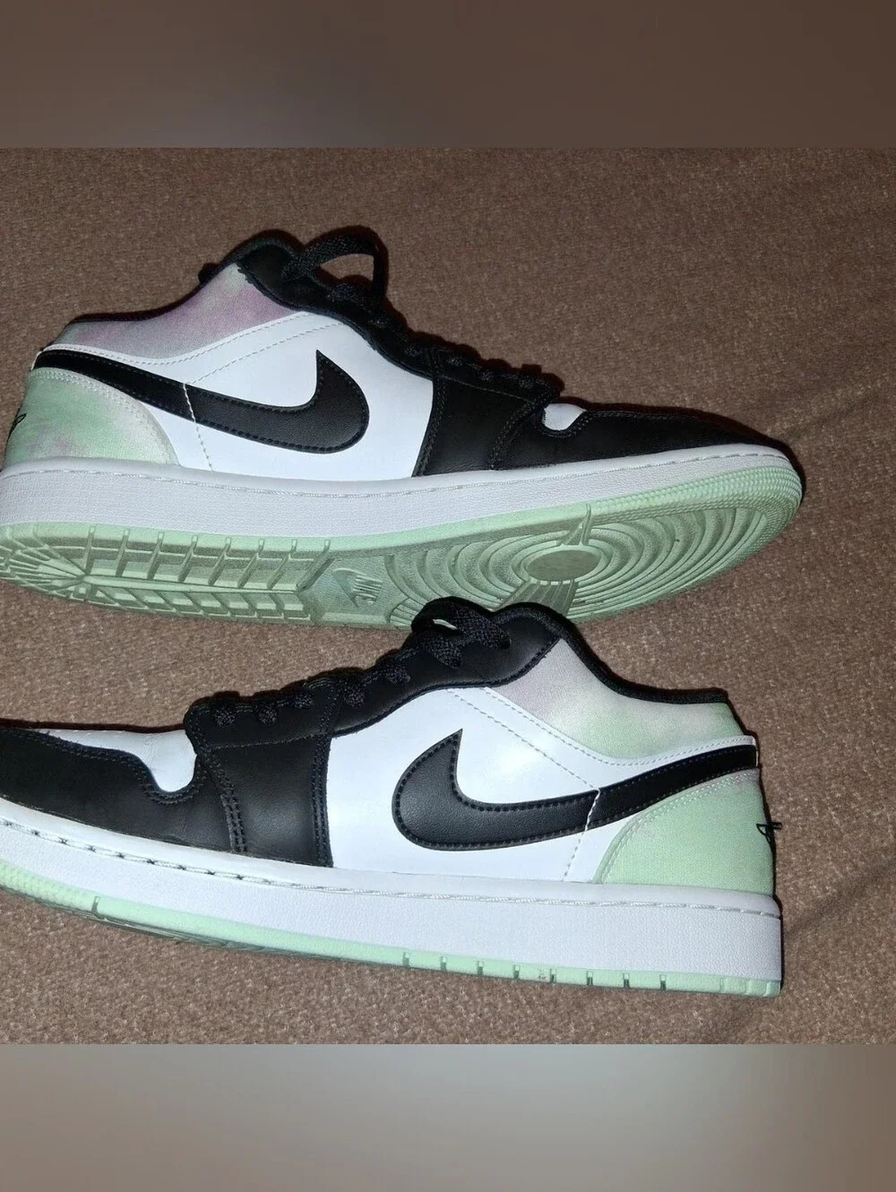 Jordan Men's Low Top Sneakers in Black, White & Mint